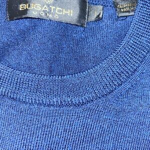 🔵 Bugatchi Uomo 100% Merino Wool Crewneck Sweater – Blue – Men’s XL